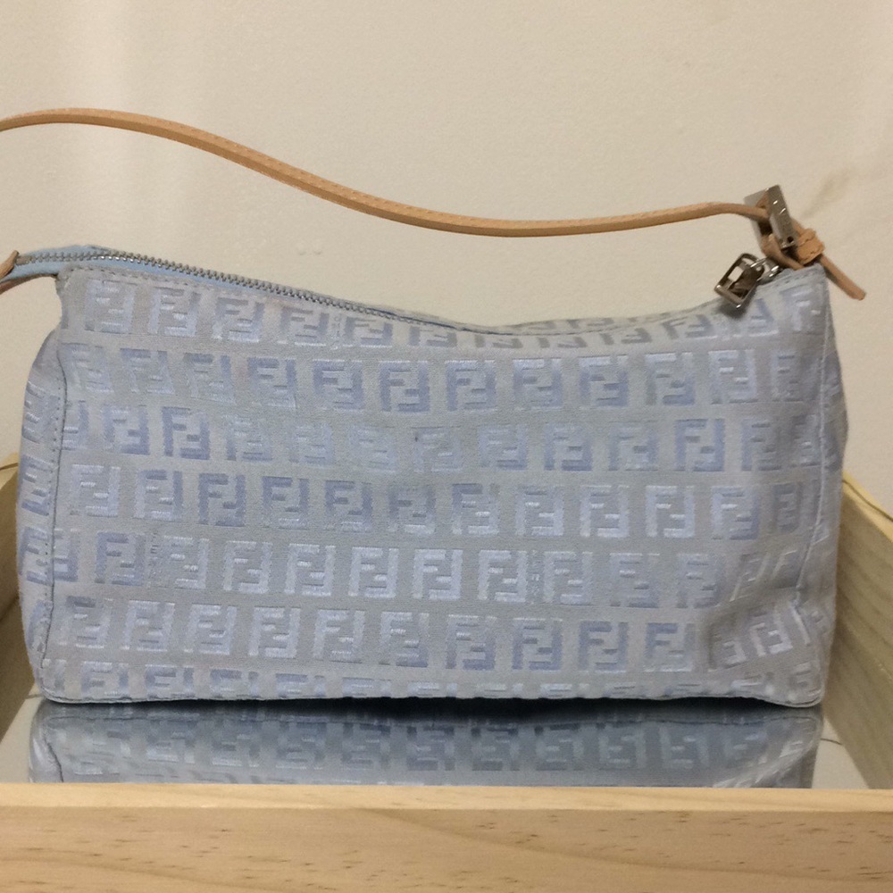 AUTHENTIC Fendi light blue monogram Pochette